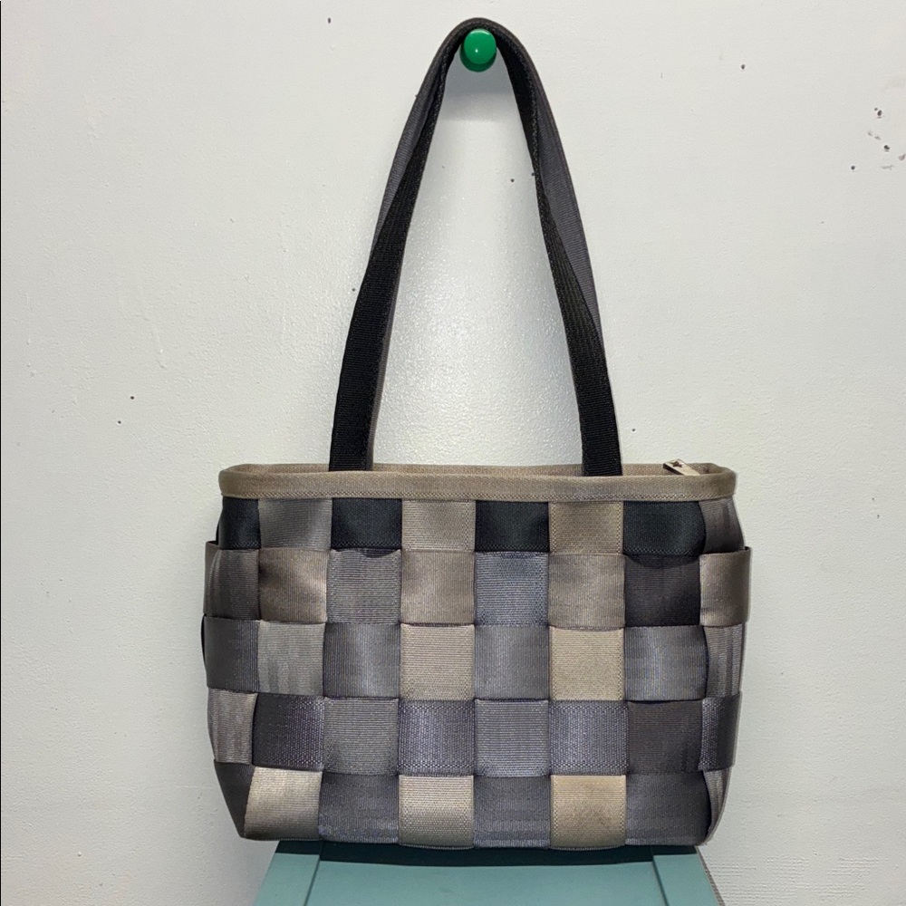 Harveys Gray and Black Woven Tote Bag